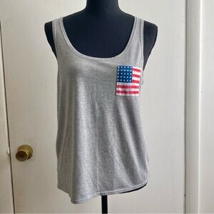 Fifth Sun Large Gray Tank Top w American Flag